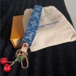NEW Louis Vuitton Denim Cherry Cherise Takashi Key Chain LV Monogram NIB